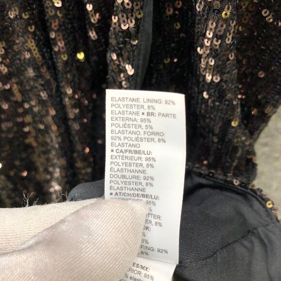 The Drop Helena Sequin Wrap Dress Womens 2X Gold Black Long Sleeve Mini V-Neck - Picture 9 of 13